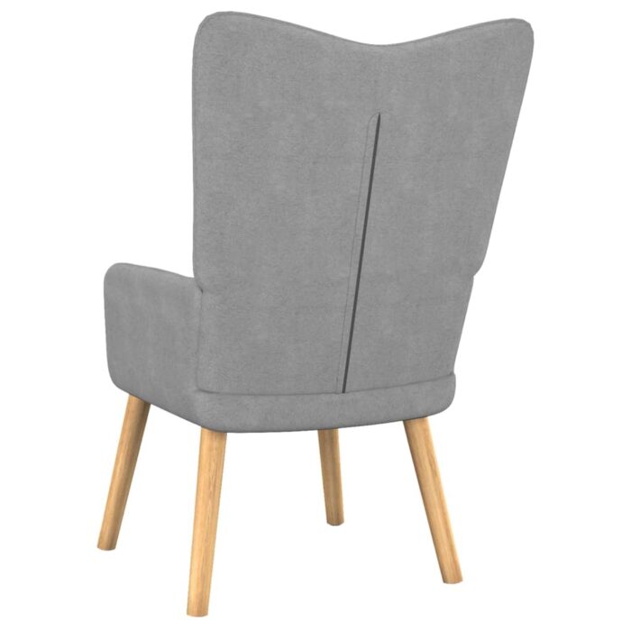 Chaise de relaxation avec tabouret Gris clair Tissu – Image 4