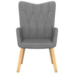 Chaise de relaxation avec tabouret Gris foncé Tissu – Image 2