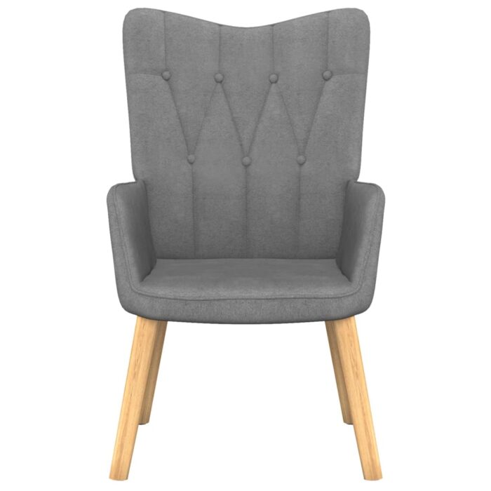 Chaise de relaxation avec tabouret Gris foncé Tissu – Image 2