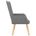 Chaise de relaxation avec tabouret Gris foncé Tissu – Image 3