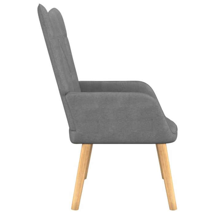 Chaise de relaxation avec tabouret Gris foncé Tissu – Image 3