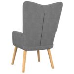 Chaise de relaxation avec tabouret Gris foncé Tissu – Image 4