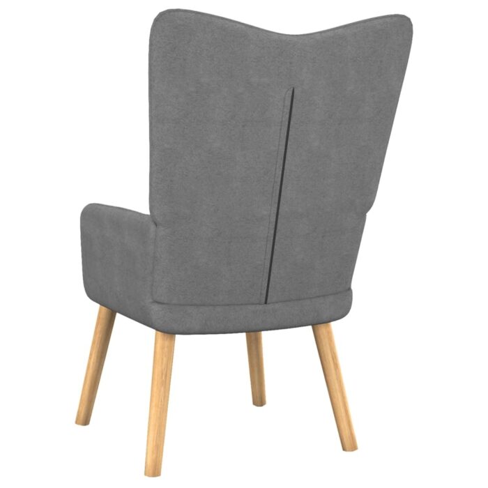 Chaise de relaxation avec tabouret Gris foncé Tissu – Image 4