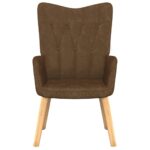Chaise de relaxation avec tabouret Marron Tissu – Image 2