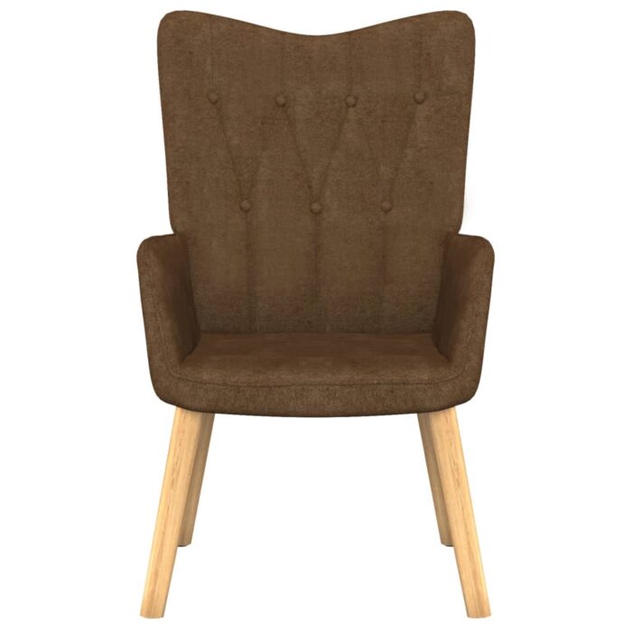 Chaise de relaxation avec tabouret Marron Tissu – Image 2
