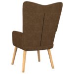 Chaise de relaxation avec tabouret Marron Tissu – Image 4