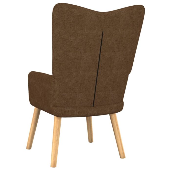 Chaise de relaxation avec tabouret Marron Tissu – Image 4