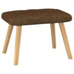 Chaise de relaxation avec tabouret Marron Tissu – Image 6