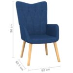 Chaise de relaxation avec tabouret Bleu Tissu – Image 10