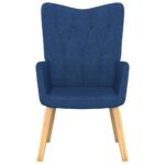 Chaise de relaxation avec tabouret Bleu Tissu – Image 2