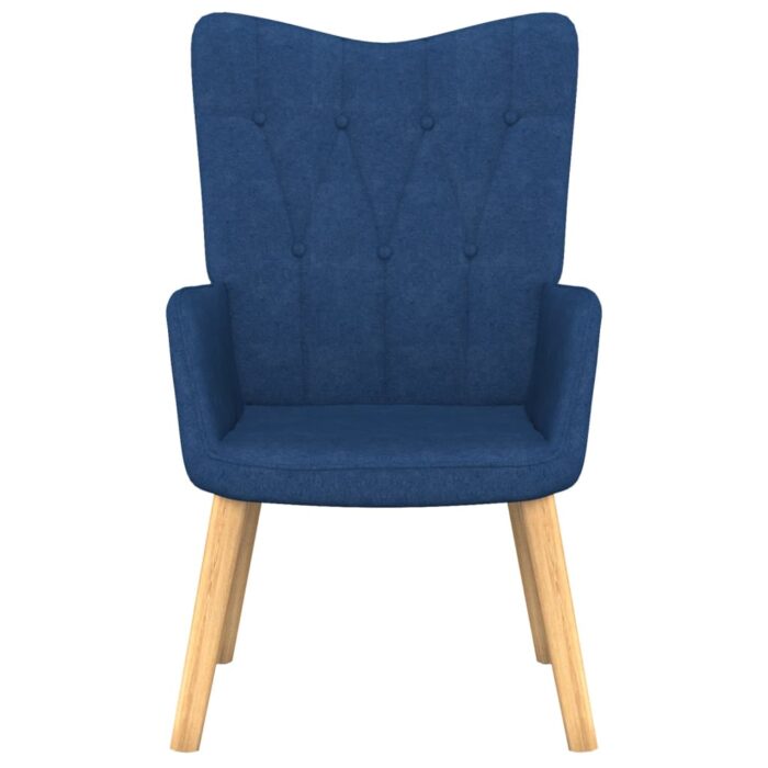 Chaise de relaxation avec tabouret Bleu Tissu – Image 2
