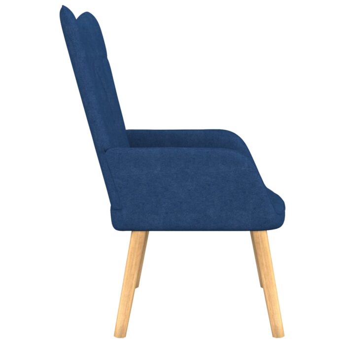 Chaise de relaxation avec tabouret Bleu Tissu – Image 3