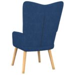 Chaise de relaxation avec tabouret Bleu Tissu – Image 4
