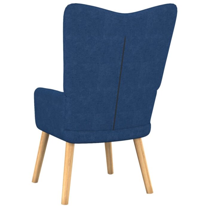 Chaise de relaxation avec tabouret Bleu Tissu – Image 4