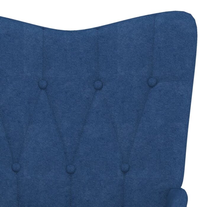 Chaise de relaxation avec tabouret Bleu Tissu – Image 5