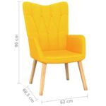 Chaise de relaxation avec tabouret Jaune moutarde Tissu – Image 10