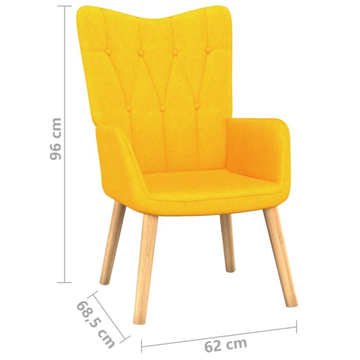 Chaise de relaxation avec tabouret Jaune moutarde Tissu – Image 10