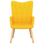 Chaise de relaxation avec tabouret Jaune moutarde Tissu – Image 2