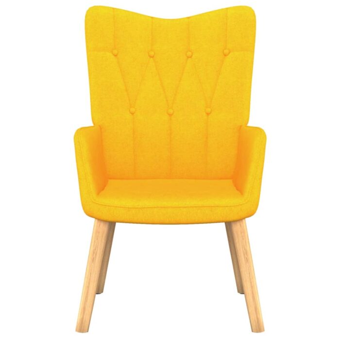 Chaise de relaxation avec tabouret Jaune moutarde Tissu – Image 2