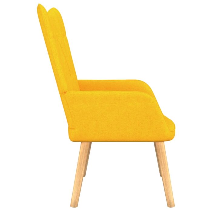 Chaise de relaxation avec tabouret Jaune moutarde Tissu – Image 3