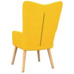 Chaise de relaxation avec tabouret Jaune moutarde Tissu – Image 4