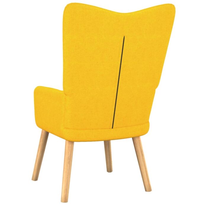 Chaise de relaxation avec tabouret Jaune moutarde Tissu – Image 4