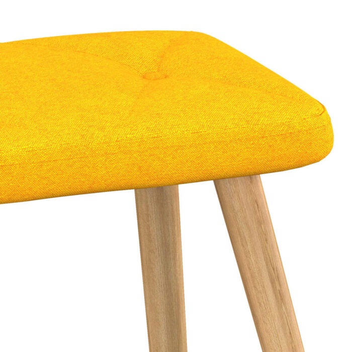 Chaise de relaxation avec tabouret Jaune moutarde Tissu – Image 9
