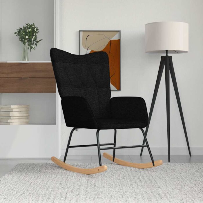 VXL8720286419885_m_en_hd_1.jpg Chaise à bascule Noir Tissu – Image 1