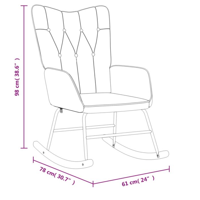 Chaise à bascule Jaune moutarde Tissu – Image 6