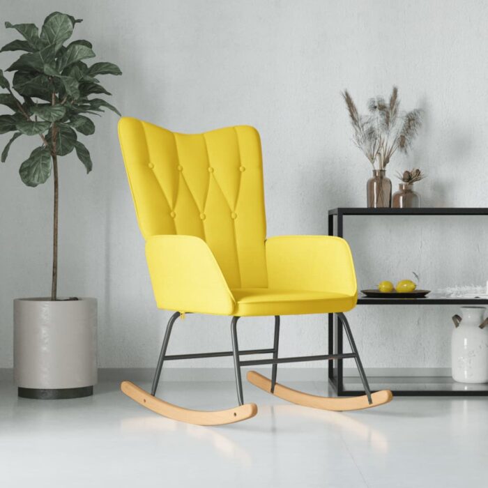 Chaise à bascule Jaune moutarde Tissu – Image 1