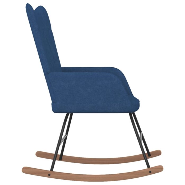 Chaise à bascule avec repose-pied Bleu Tissu – Image 5