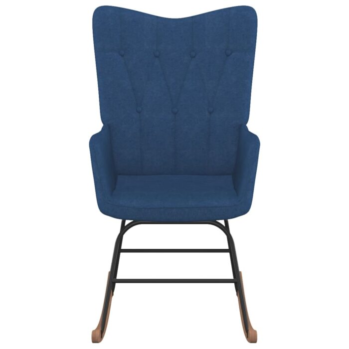 Chaise à bascule avec repose-pied Bleu Tissu – Image 7