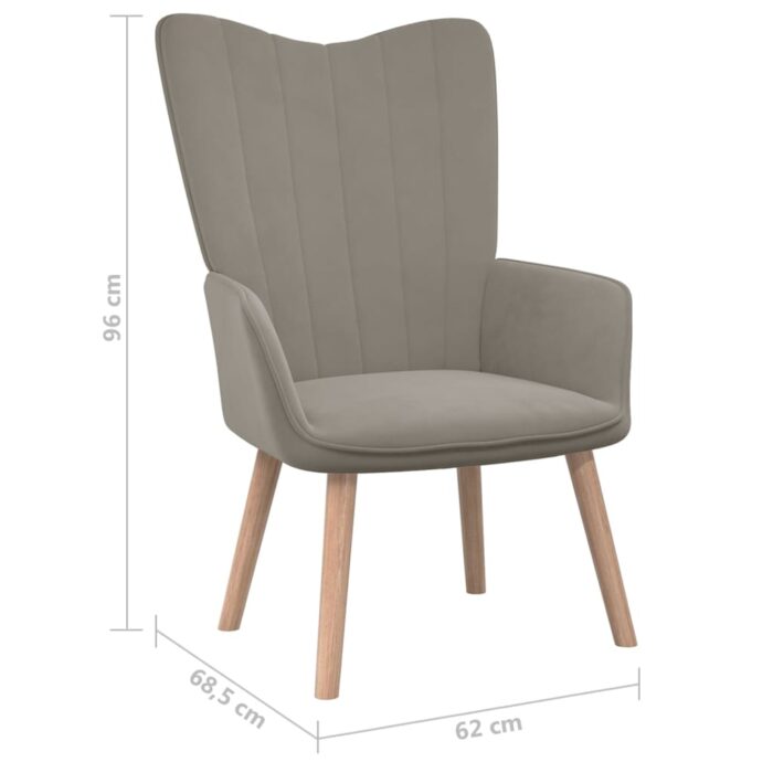 Chaise de relaxation Gris clair Velours – Image 6