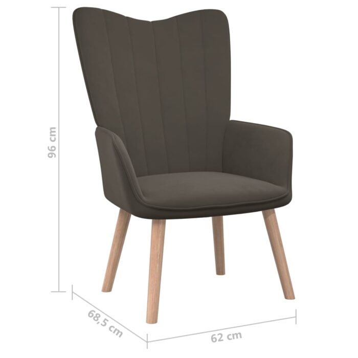 Chaise de relaxation Gris foncé Velours – Image 6