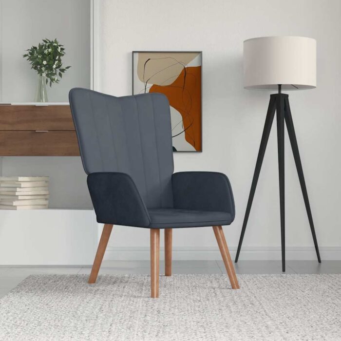 Chaise de relaxation Gris foncé Velours – Image 1