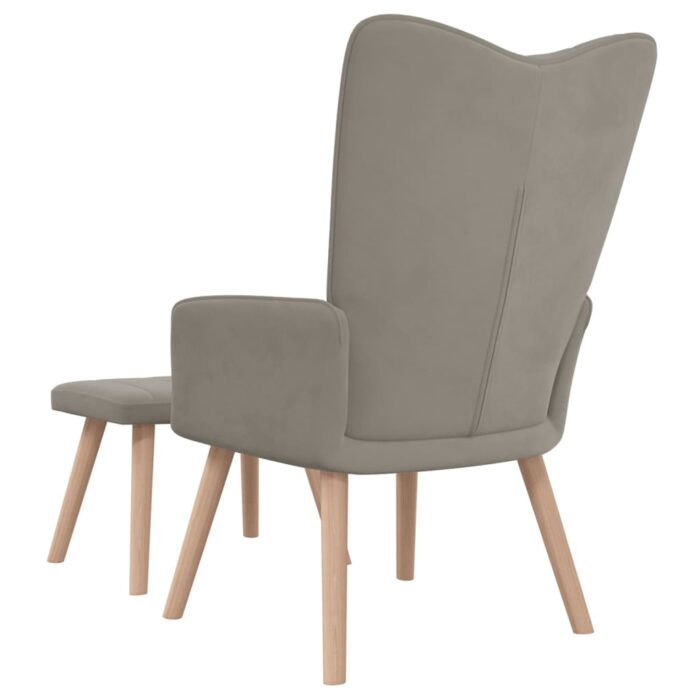 Chaise de relaxation avec repose-pied Gris clair Velours – Image 4