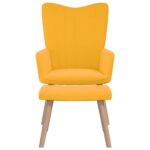 Chaise de relaxation avec repose-pied Jaune moutarde Velours – Image 2