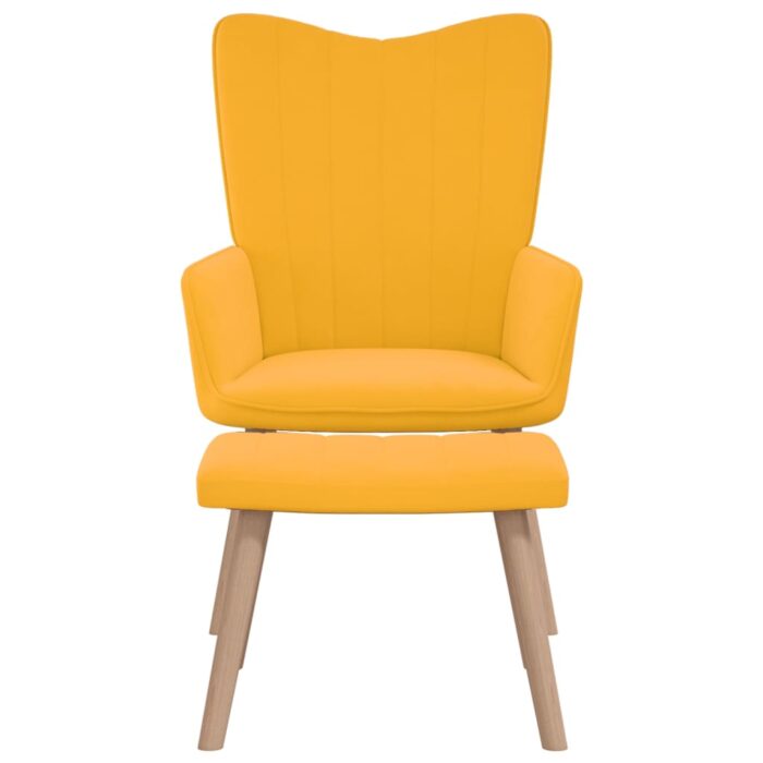 Chaise de relaxation avec repose-pied Jaune moutarde Velours – Image 2