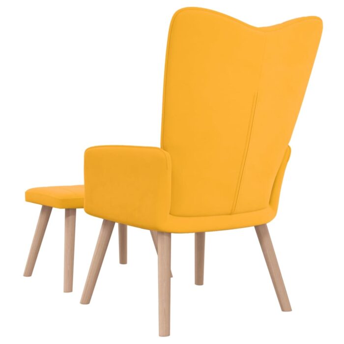 Chaise de relaxation avec repose-pied Jaune moutarde Velours – Image 4