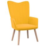 Chaise de relaxation avec repose-pied Jaune moutarde Velours – Image 5