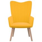 Chaise de relaxation avec repose-pied Jaune moutarde Velours – Image 6