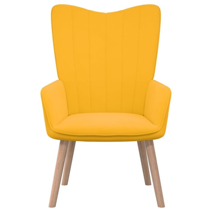 Chaise de relaxation avec repose-pied Jaune moutarde Velours – Image 6