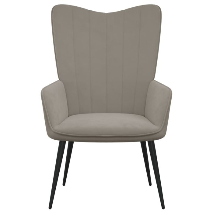 Chaise de relaxation Gris clair Velours – Image 2