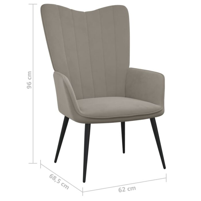 Chaise de relaxation Gris clair Velours – Image 6