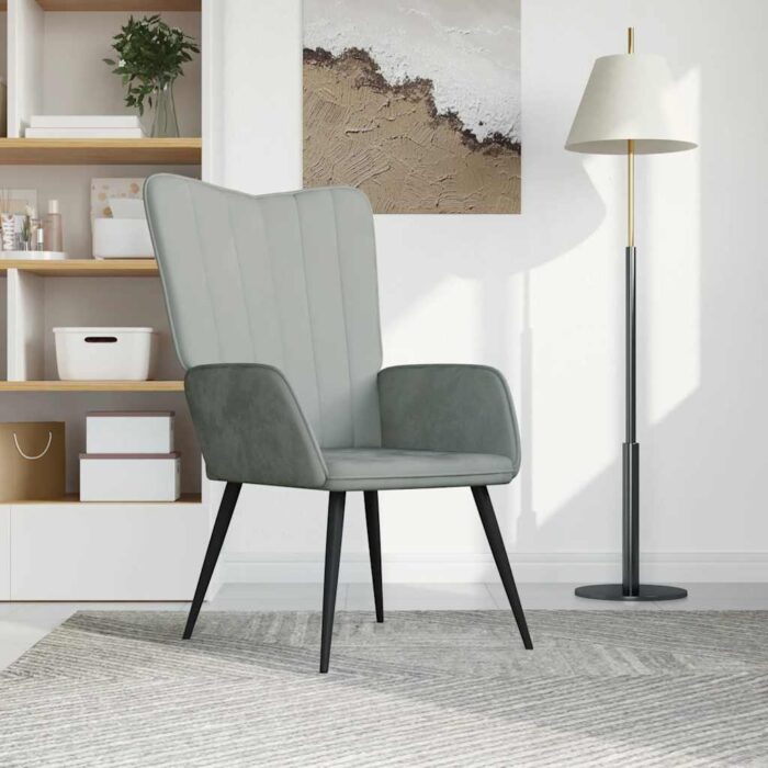 Chaise de relaxation Gris clair Velours – Image 1