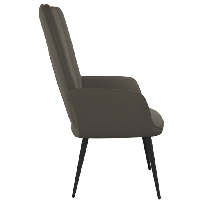 Chaise de relaxation Gris foncé Velours – Image 3