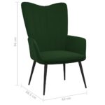 Chaise de relaxation Vert foncé Velours – Image 6