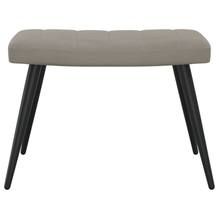 Chaise de relaxation avec repose-pied Gris clair Velours – Image 8