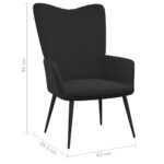 Chaise de relaxation avec tabouret Noir Velours – Image 10