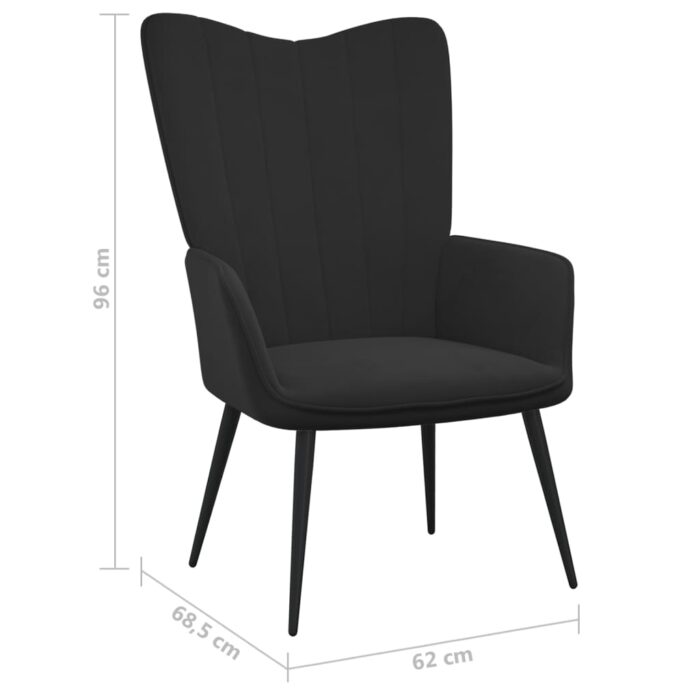Chaise de relaxation avec tabouret Noir Velours – Image 10